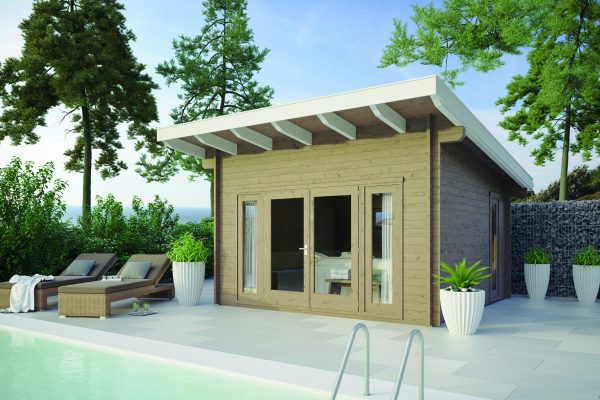 JODA Blockbohlenhaus Atelier BBH 3,98x3,98 m/ 45 mm BB Fichte naturbelassen