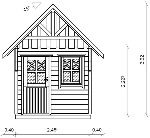 Schwedenhaus mit Klöntür, Einzelfenster mit Fußboden, 240x240 cm, naturbelassen VE = 000 – Bild 7