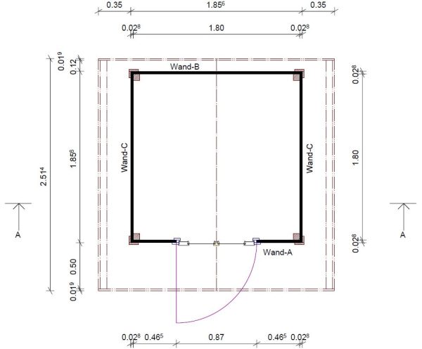 Schwedenhaus mit Klöntür, ohne Fenster mit Fußboden, 180x180 cm, naturbelassen VE = 000 – Bild 6