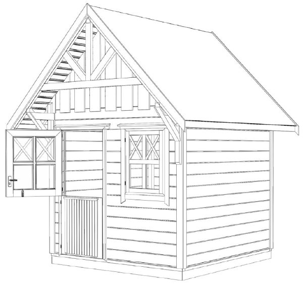 Schwedenhaus mit Klöntür, Einzelfenster mit Fußboden, 240x240 cm, naturbelassen VE = 000 – Bild 6