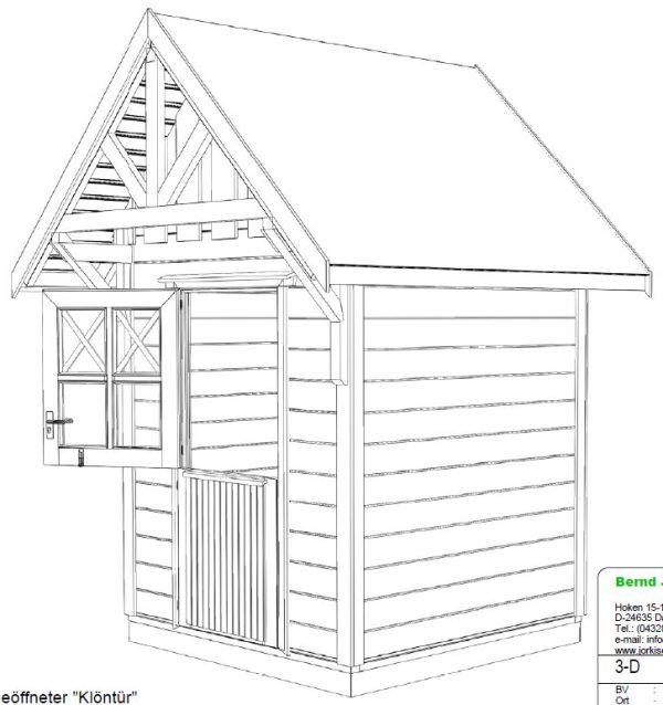 Schwedenhaus mit Klöntür, ohne Fenster mit Fußboden, 180x180 cm, naturbelassen VE = 000 – Bild 7