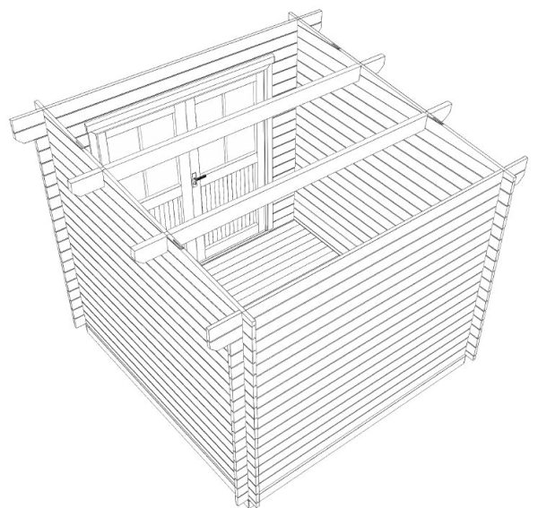 Blockhaus Bungalow / Pultdach, 28 mm 248 x 248 cm – Bild 6