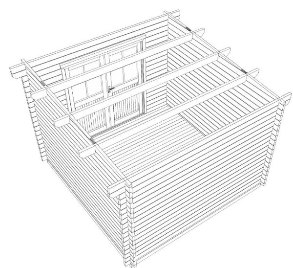 Blockhaus Bungalow / Pultdach, 45 mm 308 x 308 cm – Bild 6