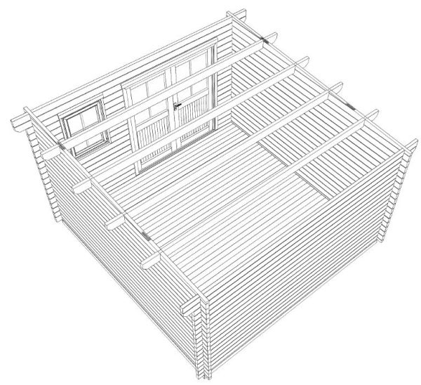 Blockhaus Bungalow / Pultdach, 45 mm 368 x 368 cm – Bild 5