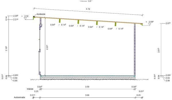 Blockhaus Bungalow / Pultdach, 45 mm 368 x 368 cm – Bild 6