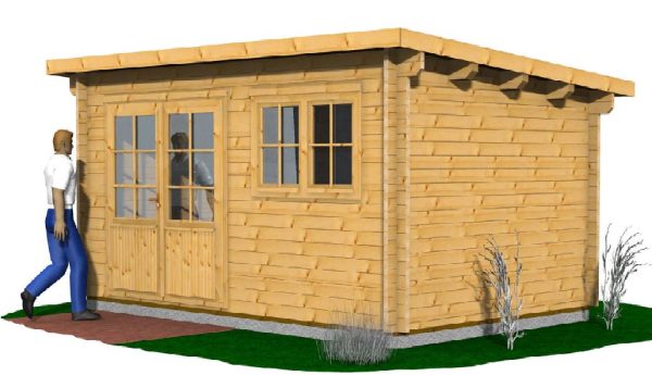 Blockhaus Bungalow / Pultdach, 45 mm 425 x 275 cm