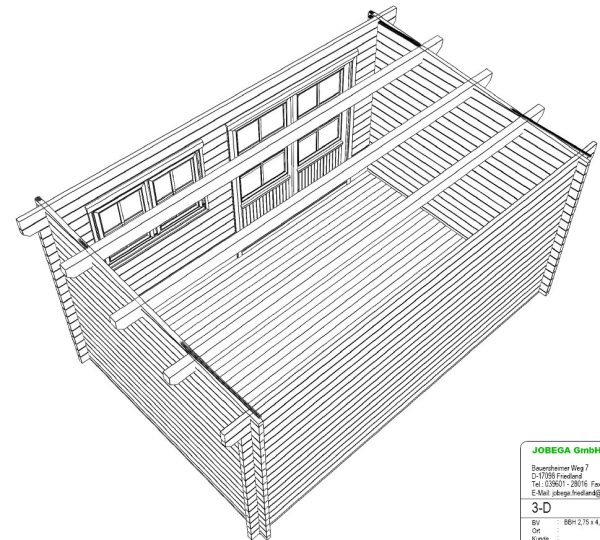 Blockhaus Bungalow / Pultdach, 45 mm 425 x 275 cm – Bild 12