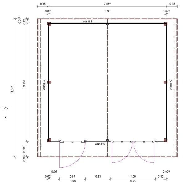 Schwedenhaus mit Klöntür, 2flg Fenster mit Fußboden, 390x390 cm, naturbelassen VE = 000 – Bild 6