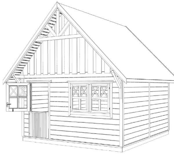 Schwedenhaus mit Klöntür, 2flg Fenster mit Fußboden, 390x390 cm, naturbelassen VE = 000 – Bild 7