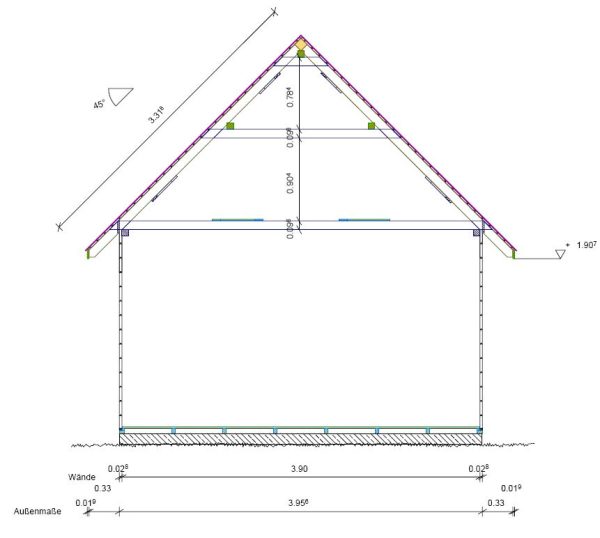 Schwedenhaus mit Klöntür, 2flg Fenster mit Fußboden, 390x390 cm, naturbelassen VE = 000 – Bild 8