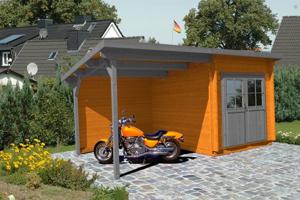Blockhaus Nordby 28 mm mit SD Nordby Pultdach 240 x 300 cm – Bild 4