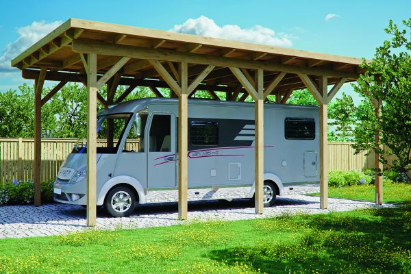 JODA Carport Brühl Natur Holzblende, Flachdach mit EPDM Folie
