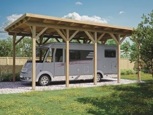 JODA Carport Brühl Perfect Holzblende, Flachdach mit EPDM Folie