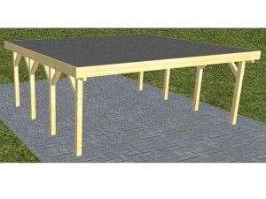 JODA Carport Büsum KF Classic Holzblende, Flachdach mit EPDM Folie