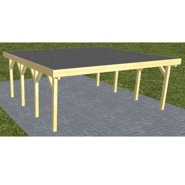 JODA Carport Büsum KF Classic Holzblende, Flachdach mit EPDM Folie