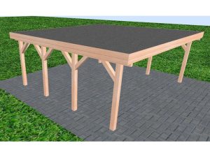 JODA Carport Büsum KF Natur Holzblende, Flachdach mit EPDM Folie