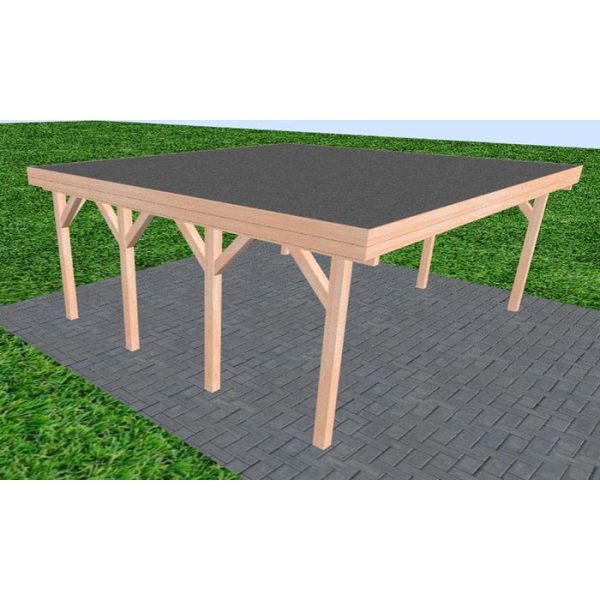 JODA Carport Büsum KF Natur Holzblende, Flachdach mit EPDM Folie