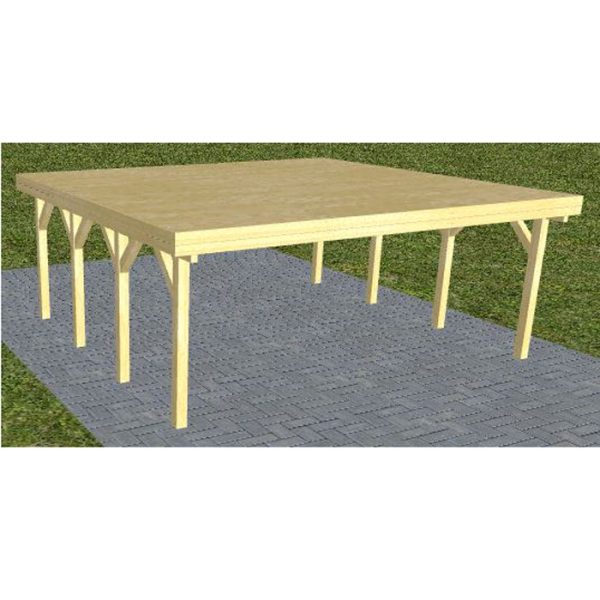 JODA Carport Büsum KG Classic Holzblende, Flachdach vorb.f. Gründach