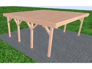 JODA Carport Büsum KG Natur Holzblende, Flachdach vorb.f. Gründach