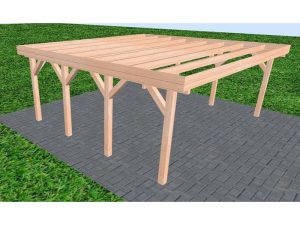 JODA Carport Büsum KO Natur Holzblende, Flachdach ohne Bedachung