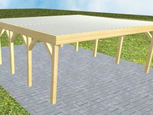 JODA Carport Büsum KT Classic Holzblende, Flachdach mit Stahl-Trapezplatten Antikondens