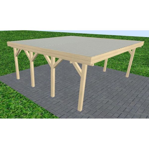 JODA Carport Büsum KT Master Holzblende, Flachdach mit Stahl-Trapezplatten Antikondens