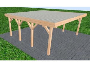 JODA Carport Büsum KT Perfect Holzblende, Flachdach mit Stahl-Trapezplatten Antikondens