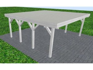 JODA Carport Büsum KT Select Holzblende, Flachdach mit Stahl-Trapezplatten Antikondens