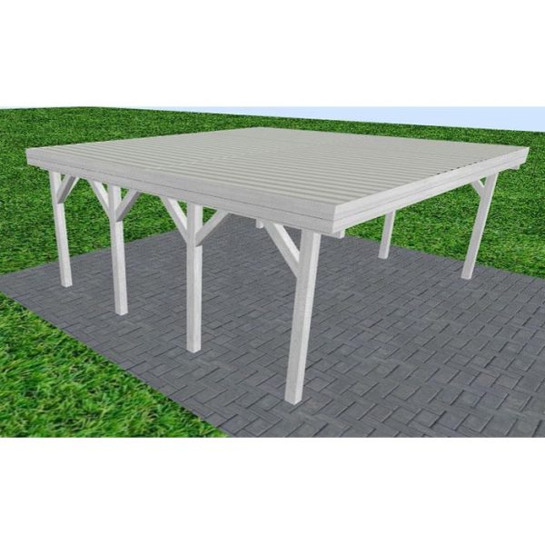 JODA Carport Büsum KT Select Holzblende, Flachdach mit Stahl-Trapezplatten Antikondens