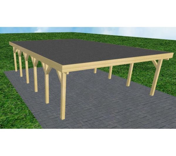 JODA Carport Büsum LF Classic Holzblende, Flachdach mit EPDM Folie