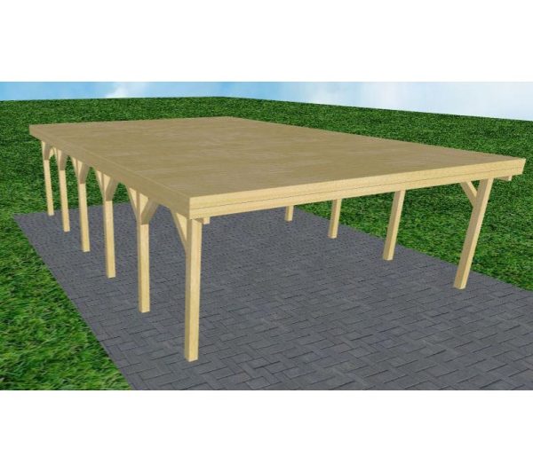JODA Carport Büsum LG Classic Holzblende, Flachdach vorb.f. Gründach