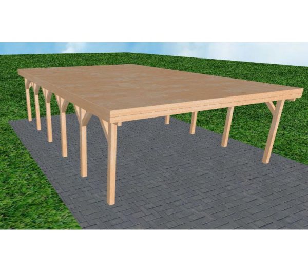 JODA Carport Büsum LG Perfect Holzblende, Flachdach vorb.f. Gründach