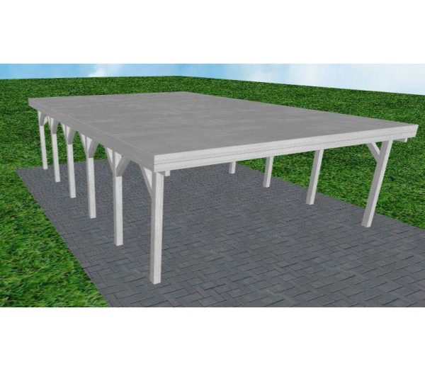 JODA Carport Büsum LG Select Holzblende, Flachdach vorb.f. Gründach