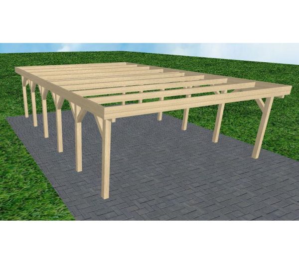 JODA Carport Büsum LO Master Holzblende, Flachdach ohne Bedachung