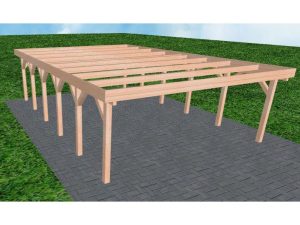 JODA Carport Büsum LO Natur Holzblende, Flachdach ohne Bedachung