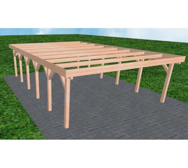 JODA Carport Büsum LO Natur Holzblende, Flachdach ohne Bedachung