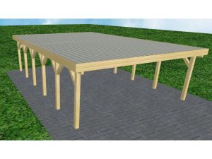 JODA Carport Büsum LT Classic Holzblende, Flachdach mit Stahl-Trapezplatten Antikondens