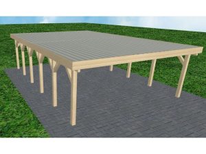 JODA Carport Büsum LT Master Holzblende, Flachdach mit Stahl-Trapezplatten Antikondens