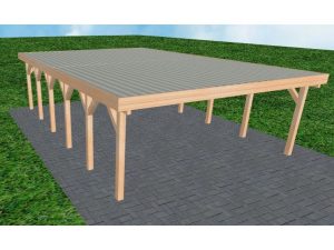 JODA Carport Büsum LT Perfect Holzblende, Flachdach mit Stahl-Trapezplatten Antikondens