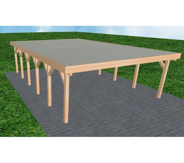 JODA Carport Büsum LT Perfect Holzblende, Flachdach mit Stahl-Trapezplatten Antikondens