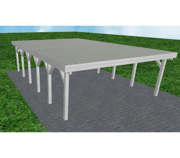 JODA Carport Büsum LT Select Holzblende, Flachdach mit Stahl-Trapezplatten Antikondens