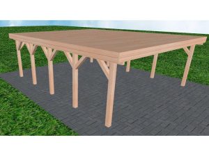 JODA Carport Büsum MG Natur Holzblende, Flachdach vorb.f. Gründach