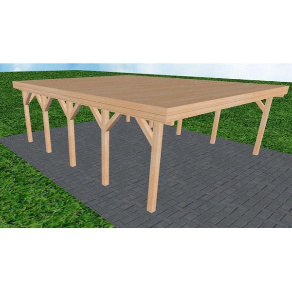 JODA Carport Büsum MG Perfect Holzblende, Flachdach vorb.f. Gründach