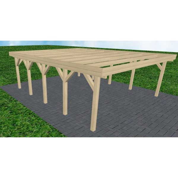 JODA Carport Büsum MO Master Holzblende, Flachdach ohne Bedachung