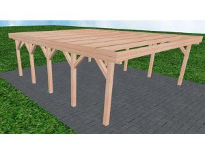 JODA Carport Büsum MO Natur Holzblende, Flachdach ohne Bedachung