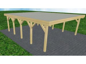 JODA Carport Büsum MT Classic Holzblende, Flachdach mit Stahl-Trapezplatten Antikondens