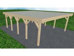 JODA Carport Büsum MT Master Holzblende, Flachdach mit Stahl-Trapezplatten Antikondens
