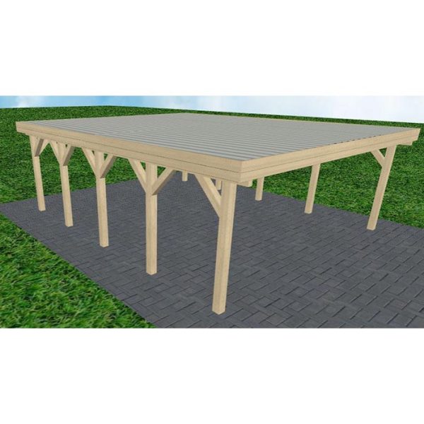 JODA Carport Büsum MT Master Holzblende, Flachdach mit Stahl-Trapezplatten Antikondens