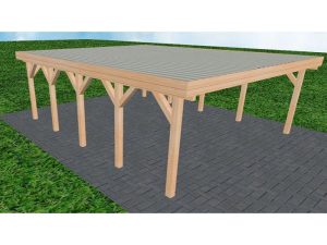 JODA Carport Büsum MT Perfect Holzblende, Flachdach mit Stahl-Trapezplatten Antikondens