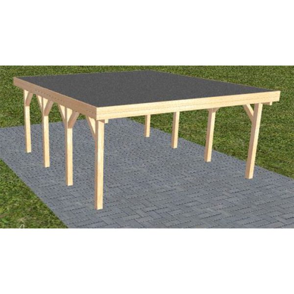 JODA Carport Burg KF Perfect Holzblende, Flachdach mit EPDM Folie